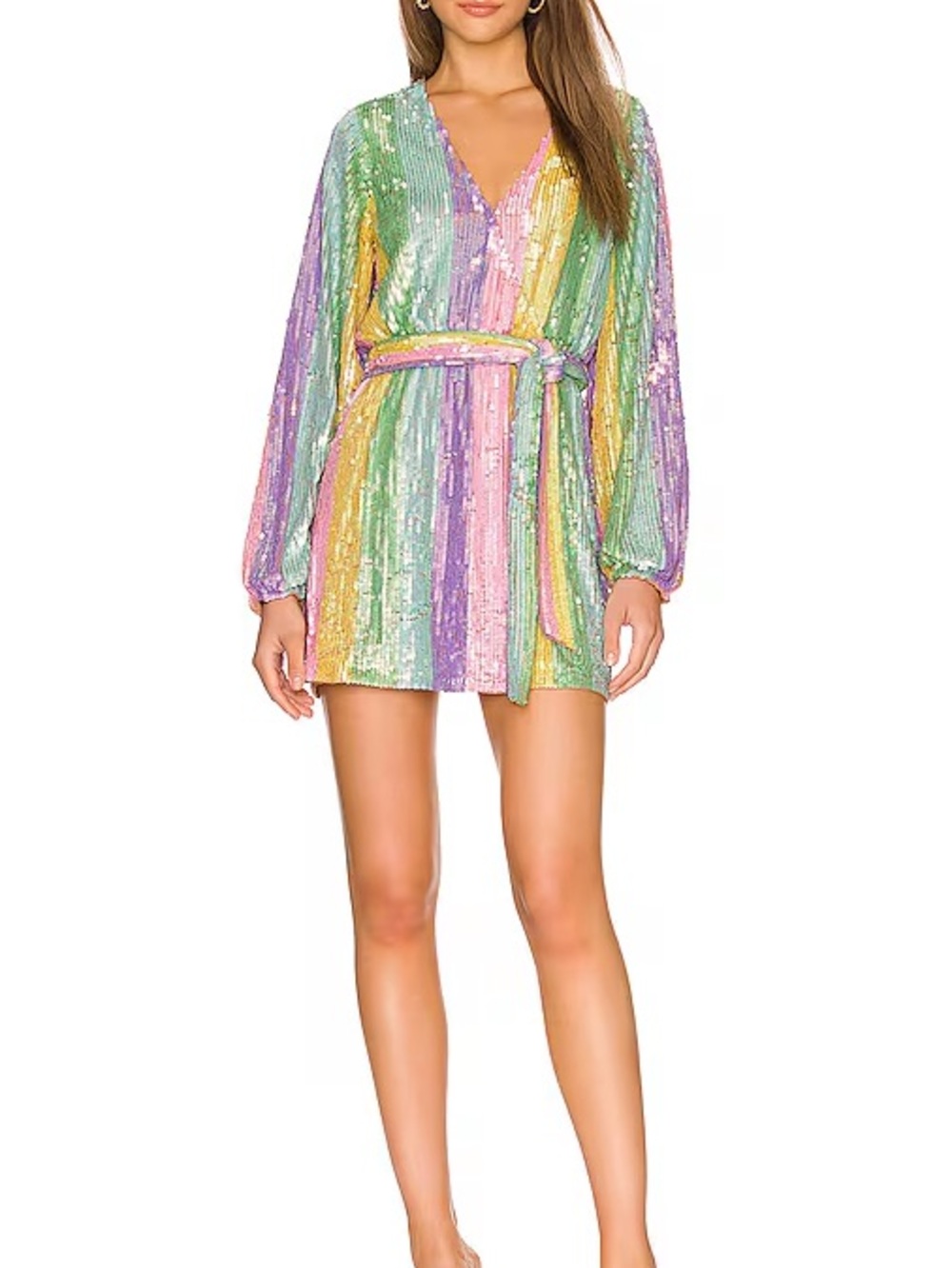 Show Me Your MuMu Pastel Rainbow Sequin Mini Dress